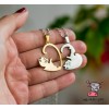 Кулон парный для двоих "Изящные коты. Сердце Gold". Цена за 1 пару. Нержавеющая сталь. Цепочки